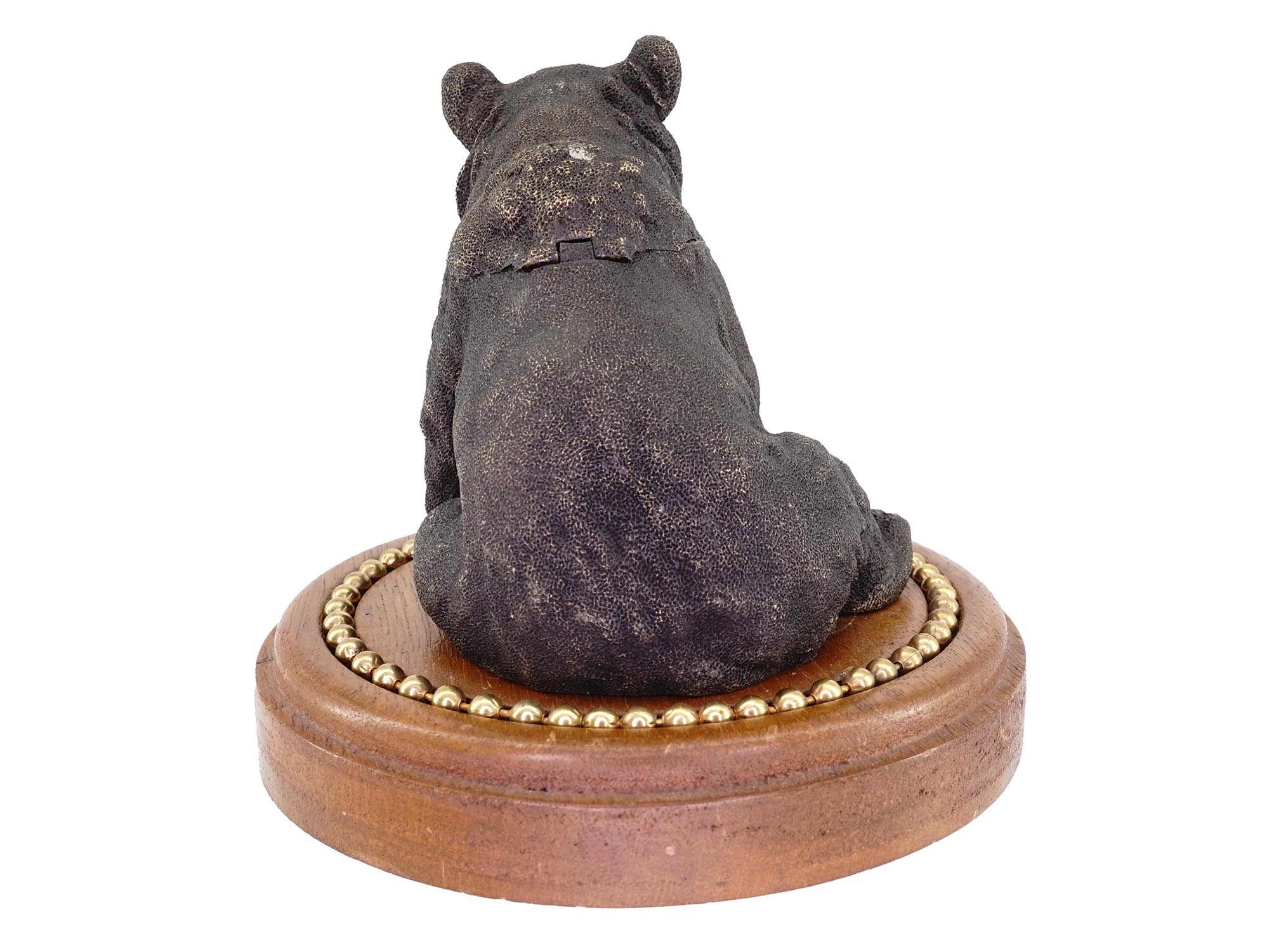 ANTIQUE RUSSIAN BRONZE INKWELL BEAR FIGURINE 19 C PIC-3